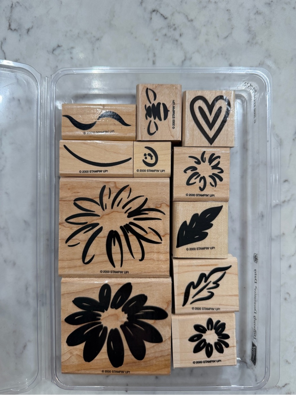 Stampin' Up! “Definitely Decorative Daisy” Floral & Leaf Wood-Mount Stamps